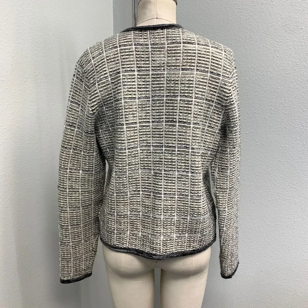 ELLE Boucle Knit Open Jacket Women's Medium Light Butter Yellow Multi - Picture 4 of 9